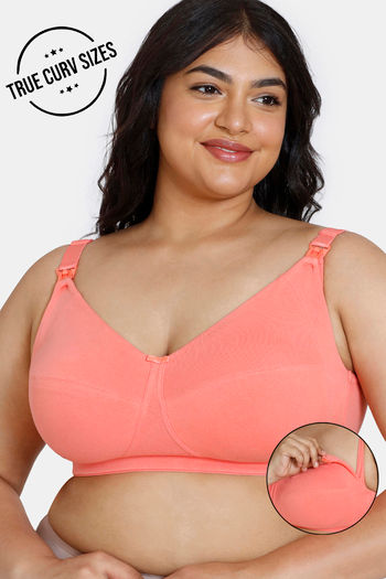 Buy Zivame True Curv Maternity Double Layered Non Wired Full Coverage Maternity / Nursing Bra - Shell Pink